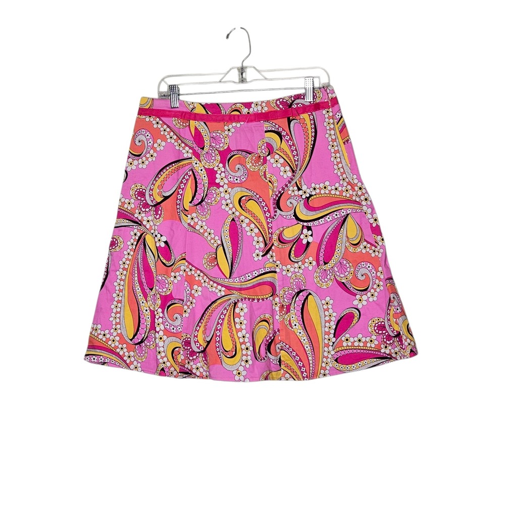 Bamboo Trader Vintage Skirt 12 Pink Bow Orange Yellow Paisley Cotton‎ Ribbon Y2K